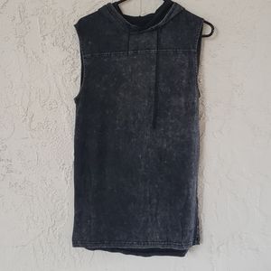 Guess sleeveless acid wash hoodie